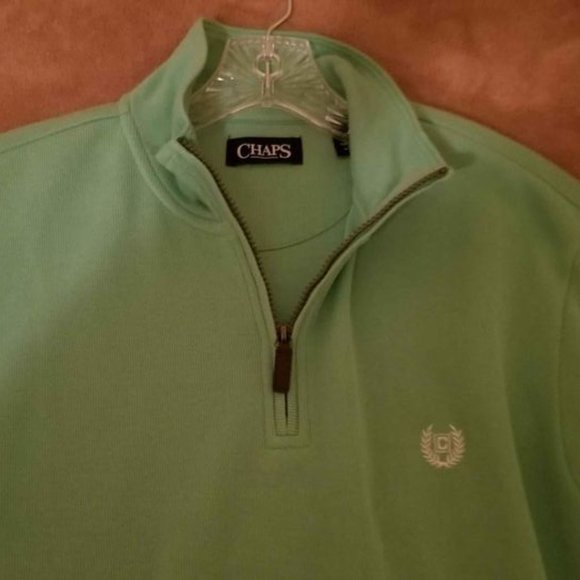 Chaps Ralph Lauren 1/4 Zip Pullover (M - Lime Green) - Picture 4 of 4